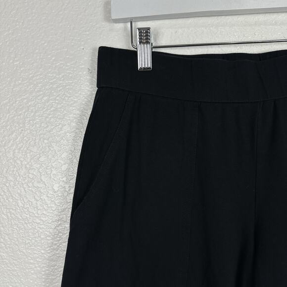 Eileen Fisher Pants Women XS Black Pull On Wide Leg Cropped Organic Cotton Knit - Picture 5 of 10